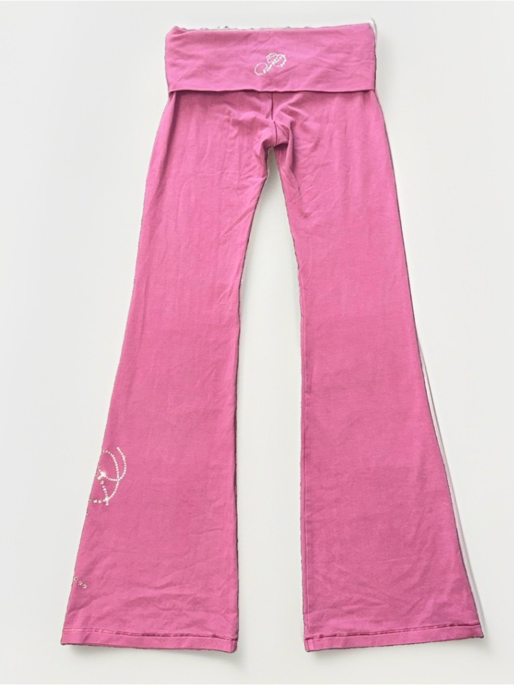 VS PINK  LIMITED EDITION PINK RHINESTONE BLING FOLDOVER FLARE LEGGINGS XSMALL